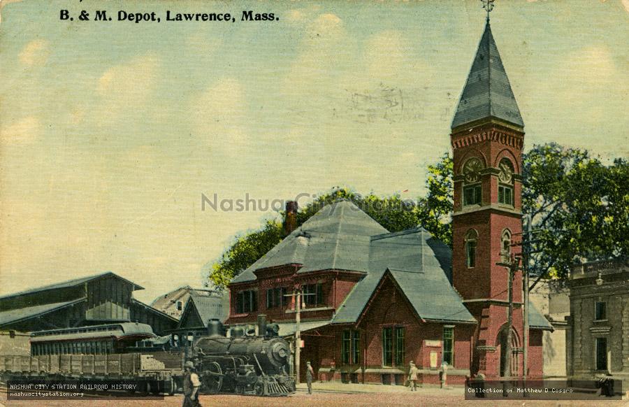 Postcard: Boston & Maine Depot, Lawrence, Massachusetts